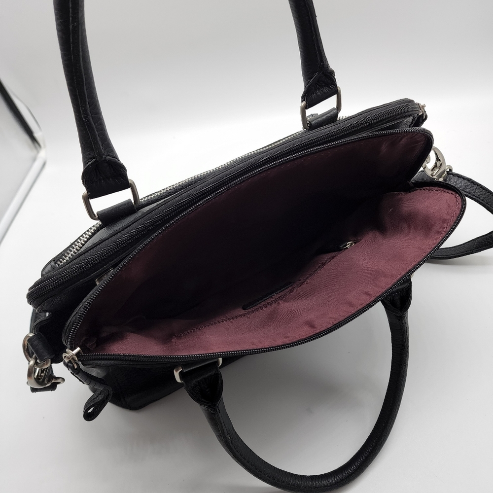 Colorado Black Leather Multi Compartment Large Cross Body Shoulder Tote Bag - Picture 10 of 16